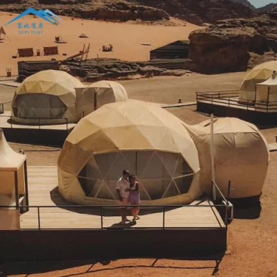 리조트 호텔을 위한 태양 전지판 돔 텐트가 있는 상업용 글램핑 돔 7m 돔 텐트